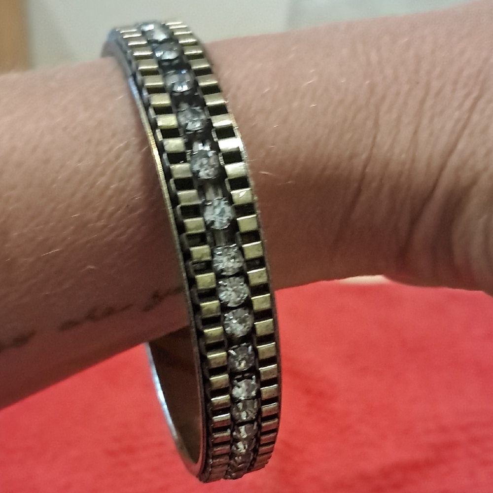 Gold and Silver Rhinestone Bangle